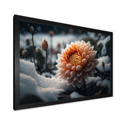 A Blooming Orange Dahlia Flower In Winter III - Print on Canvas -  Red Barrel Studio®, FE094D69A53346638C400616E7805D7D