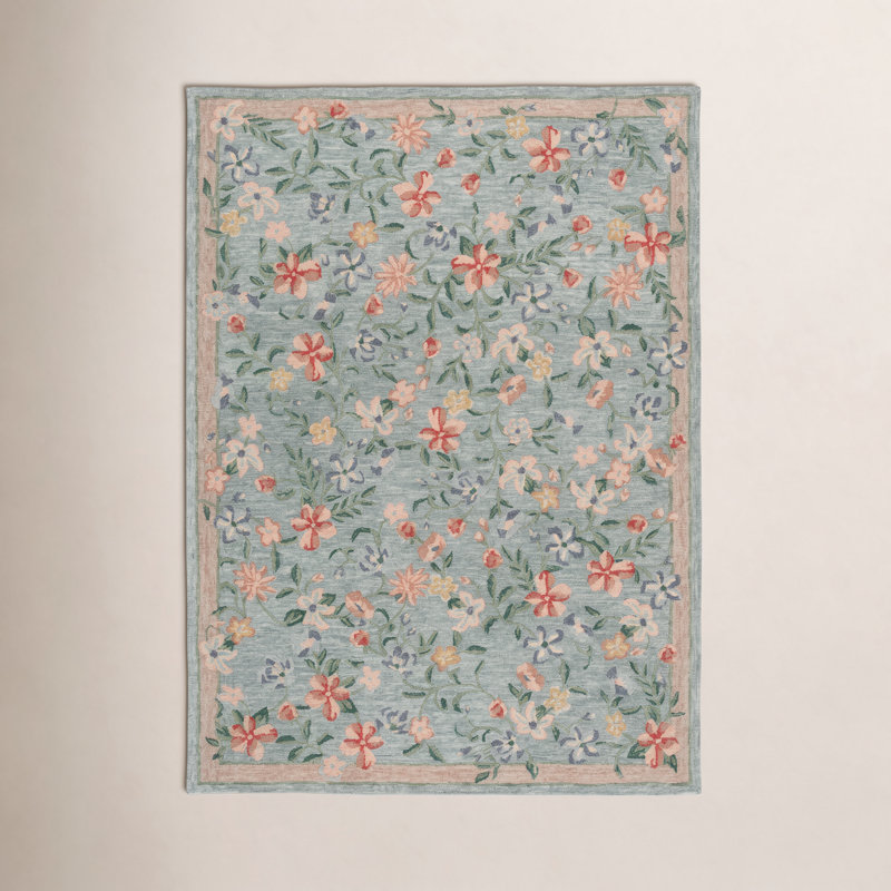 Martha Stewart 3854 Hand Tufted 85% Wool; 15% Cotton Floral Rug, Rectangle 9' x 12'
