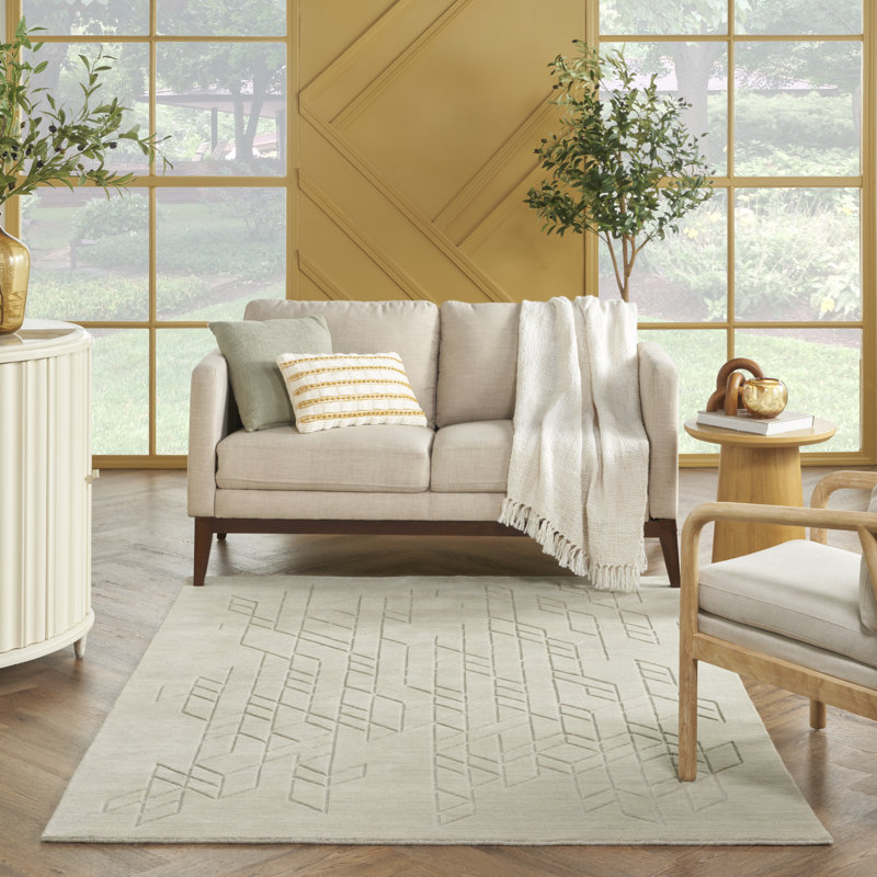 Mihira Geometric Wool Hand Woven Area Rug, Rectangle 160 x 226cm