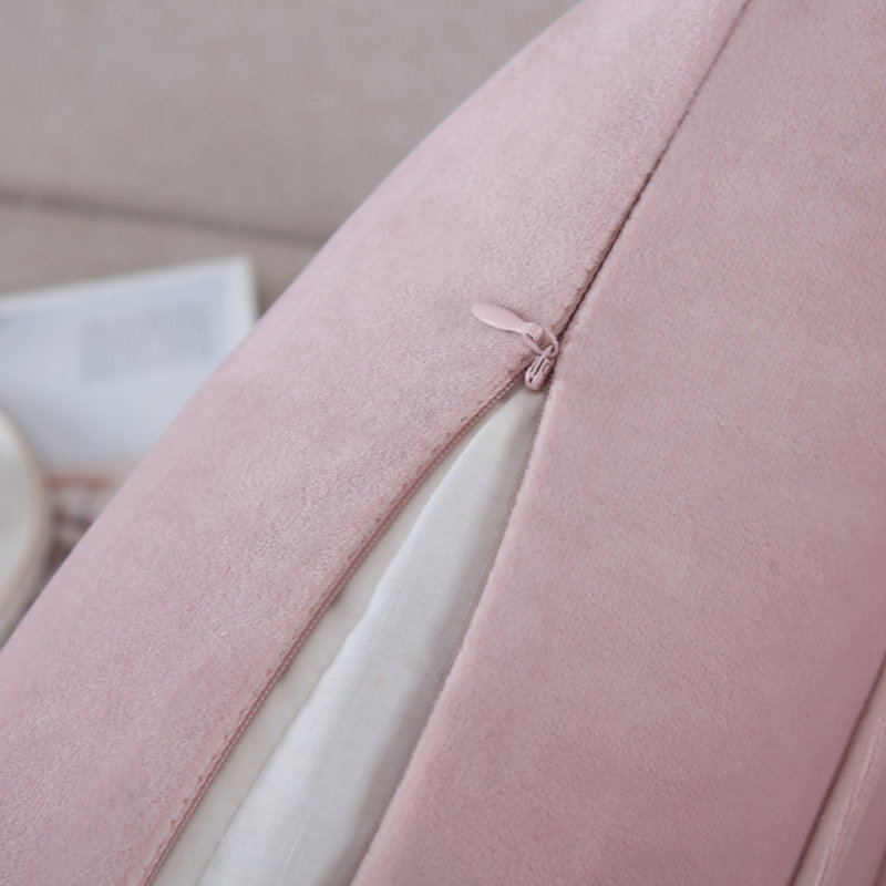 Pleated Square Polyester Velvet Pillow Cover, 18"H x 18"W, Pink