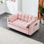 Lit 3 en 1 en velours rose avec coussin rembourré en métal