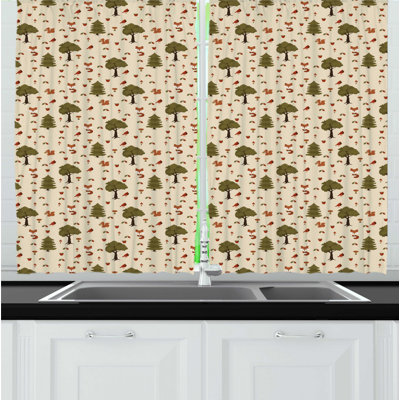Floral Ruffled Kitchen Curtain