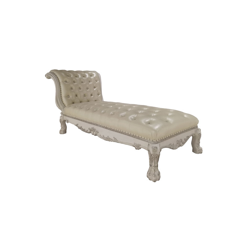 Chaise Dresden avec coussin, similicuir et finition blanc os, Beige