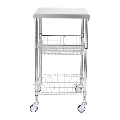 VEVOR Heavy Duty Stainless Steel Rolling Cart with Adjustable Wire Shelves, 470 LBS Capacity Kitchen Utility Trolley