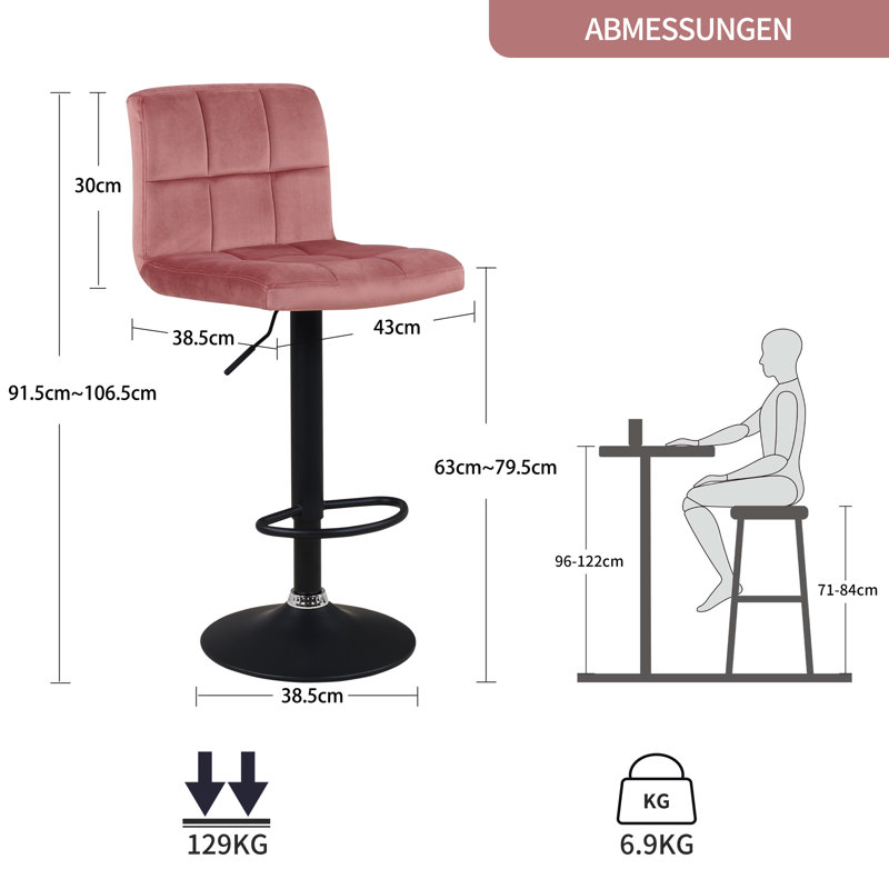 Paynter Swivel Adjustable Height Stool, Pink