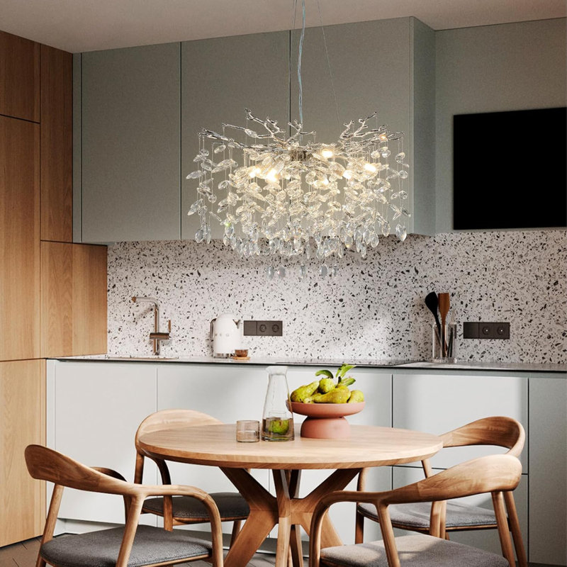 Lustre en cristal Paree Luxury, H 17,7 po x l 23,6 po x P 23,6 po, Argent