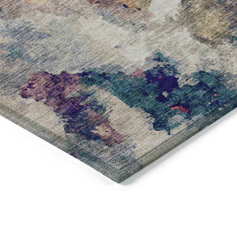 Tapis abstrait intérieur / extérieur lavable à la machine Husby ACN2203, Rond 8 pi