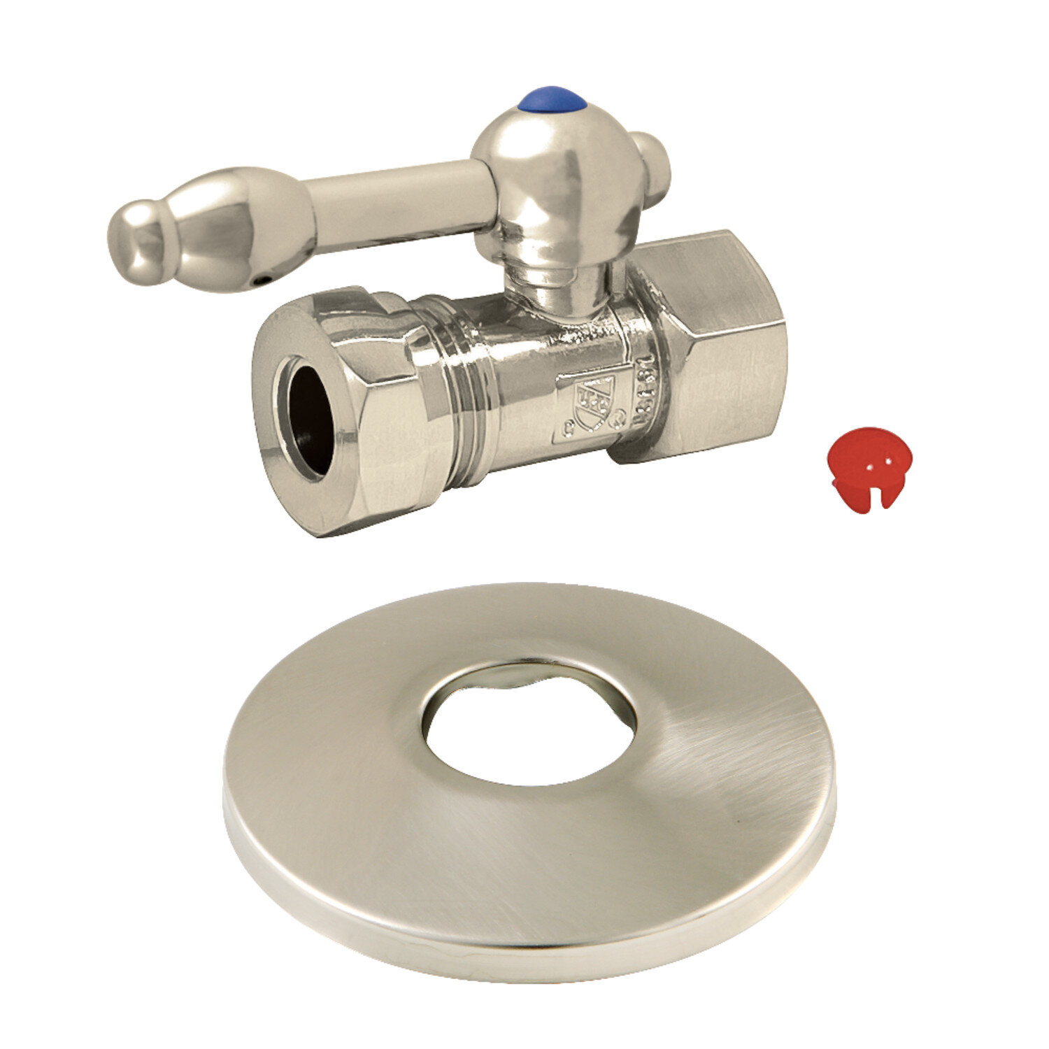 Kingston Brass Slip Joint Quarter Turn Straight Stop Valve with Flange ...