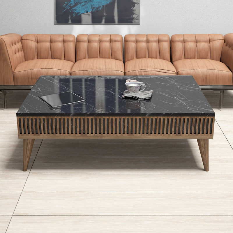 Table basse Kalenna, 41,3 po x 13,6 po x 23,6 po | 100% panneau de particules enduit de mélamine, épaisseur: 0,7 pouce | Design élégant en marbre, parfait pour le salon et les espaces contemporains, meubles durables et élégants