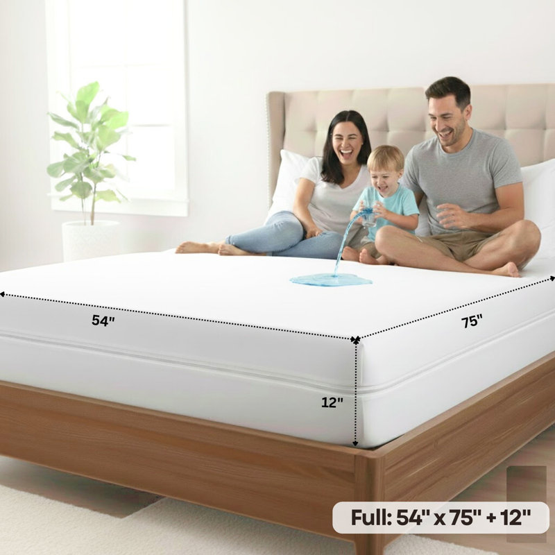 Waterproof and Hypoallergenic Zipper Mattress Encasement, Bed Bug Proof Mattress Protector, Full