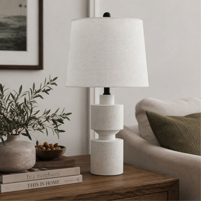 Lampe de table, 24,5 po, ferme moderne, résine ivoire, intensité variable à 3 voies