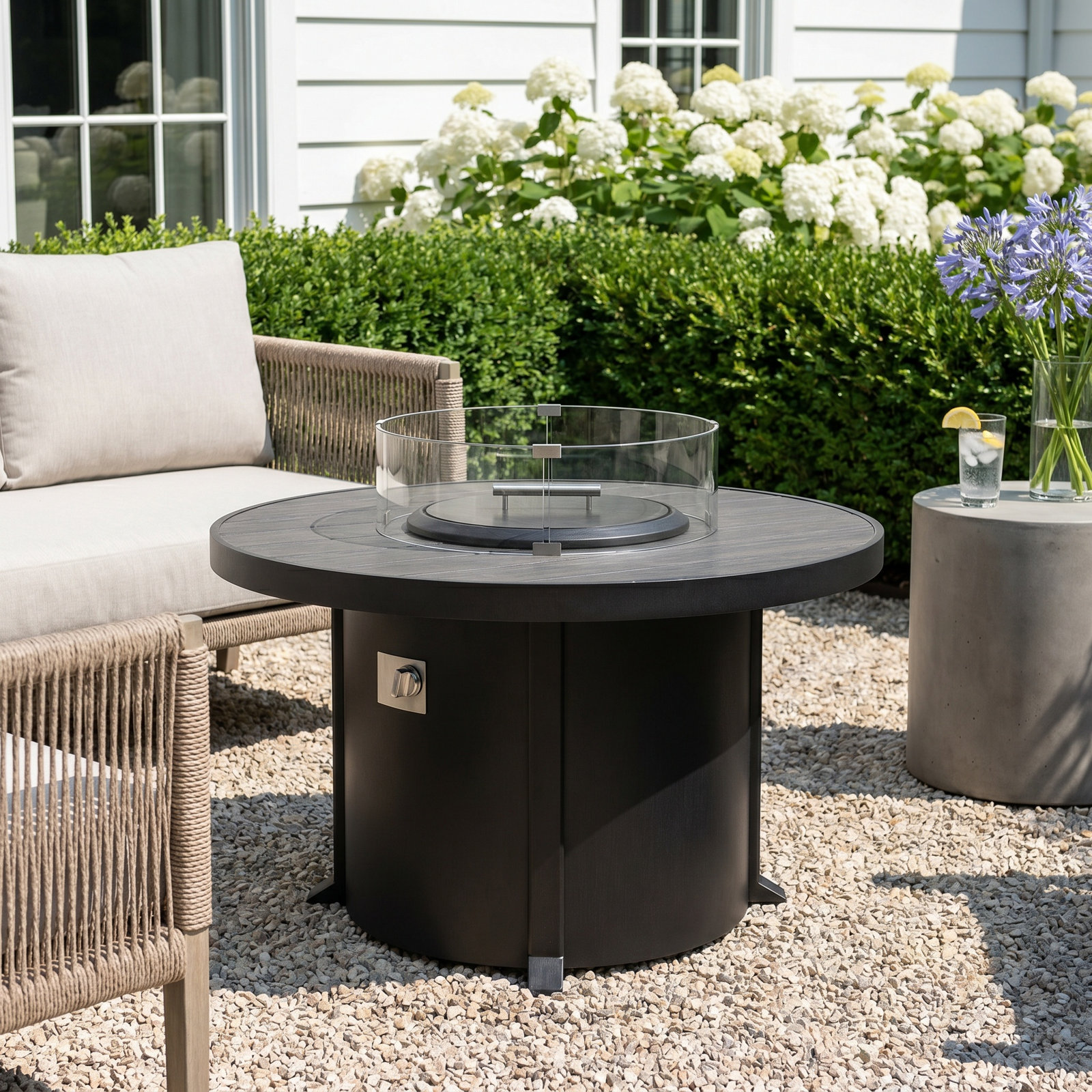 Round Fire Pit Table, Gray