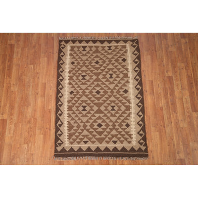 Brown Wool Kilim Oriental Area Rug 3x5