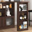 31" Wide Rotating Bar Cabinet - Counter Height Sideboard with 360° Swivel Top and Ribbed Glass Doors - Walnut