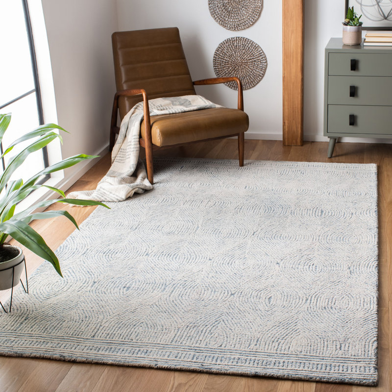Cole Hand Tufted Wool Rug, Rectangle 2' x 3', Blue/Ivory