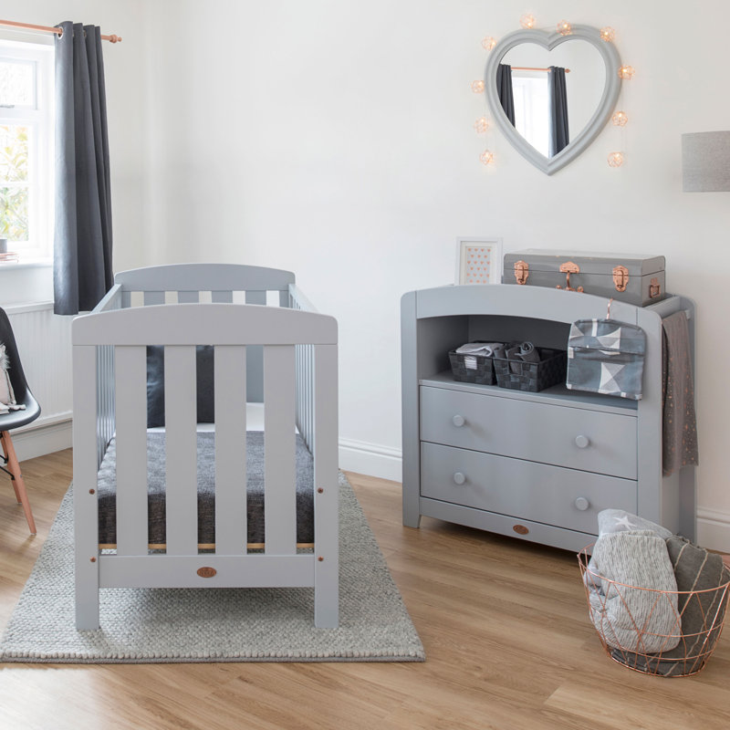 Alice 2 Piece Nursery Furniture Set With Mattress, White, Pebble