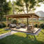 Gazebo en bois de cèdre de 117,7 po x 204,1 po avec toit rigide en PVC robuste-128717621