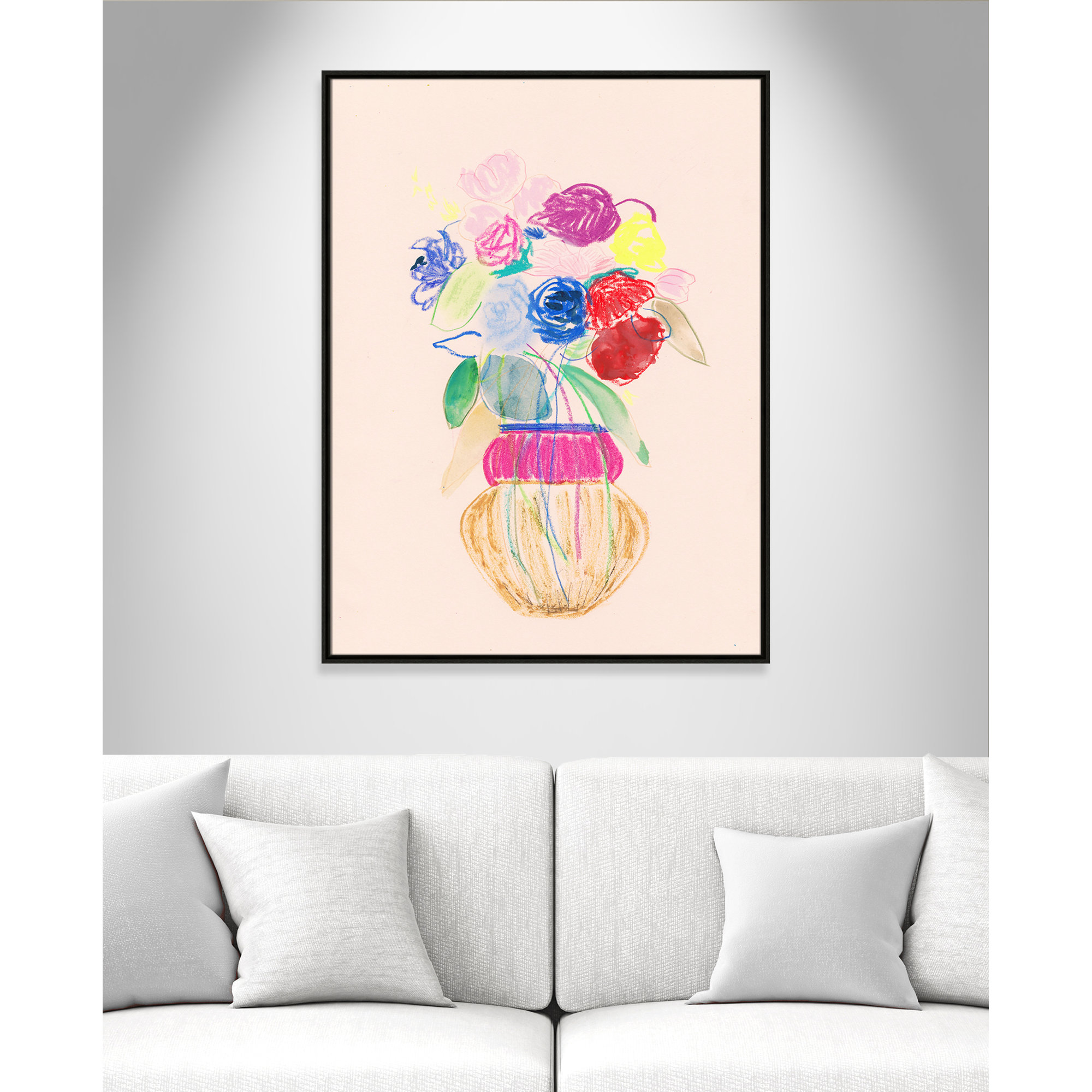 Simple Floral II Print by Bea Dina, Espresso Floater Framed Canvas, No Mat, 41.5" H x 31.5" W x 2" D