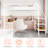 Twin Iron Loft Bed In White, 360 Guardrail, Shelves On Desk, Construction For Bedroom Size White With L - Shaped Frame, Continuous Belt Railing, Large Storage Compartments, Space Saving Use-2105771226