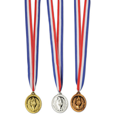 Or, argent et bronze avec ruban