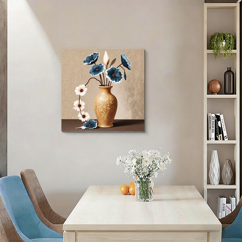 Ensemble de vases bleu et blanc, art mural, 16 x 16