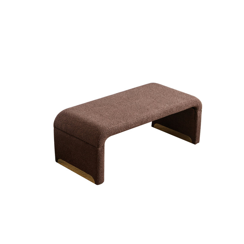 43.3'' Ottoman Bench with Boucle Fabric, Brown