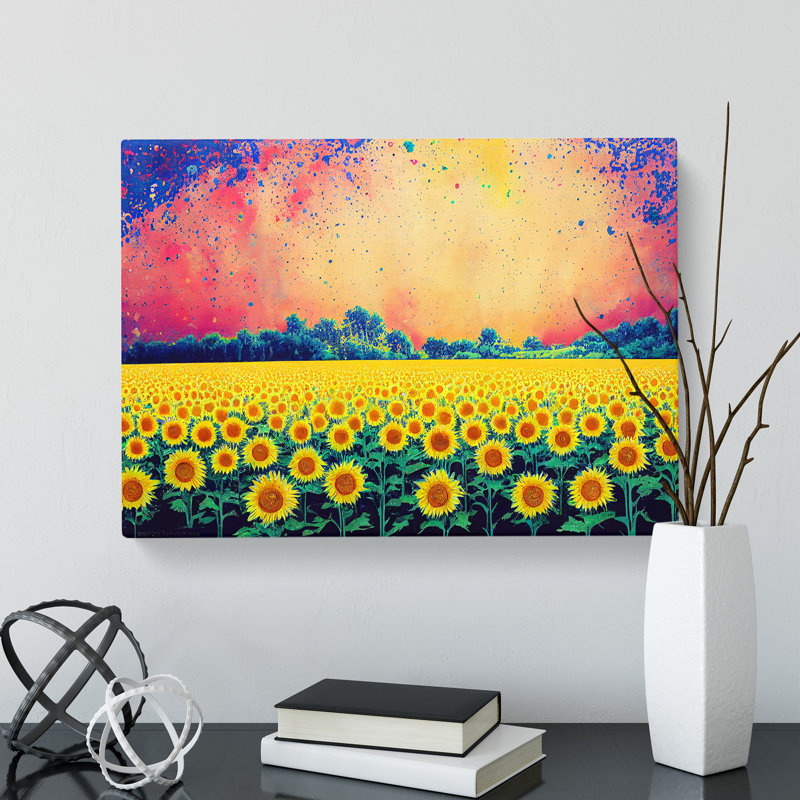 Uplifting Sunflower Field - Wrapped Canvas, 50cm H x 76cm W x 3cm D