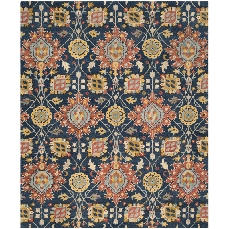 Tapis floral en laine touffeté à la main Baumgartner, Rectangle 8 pi x 10 pi