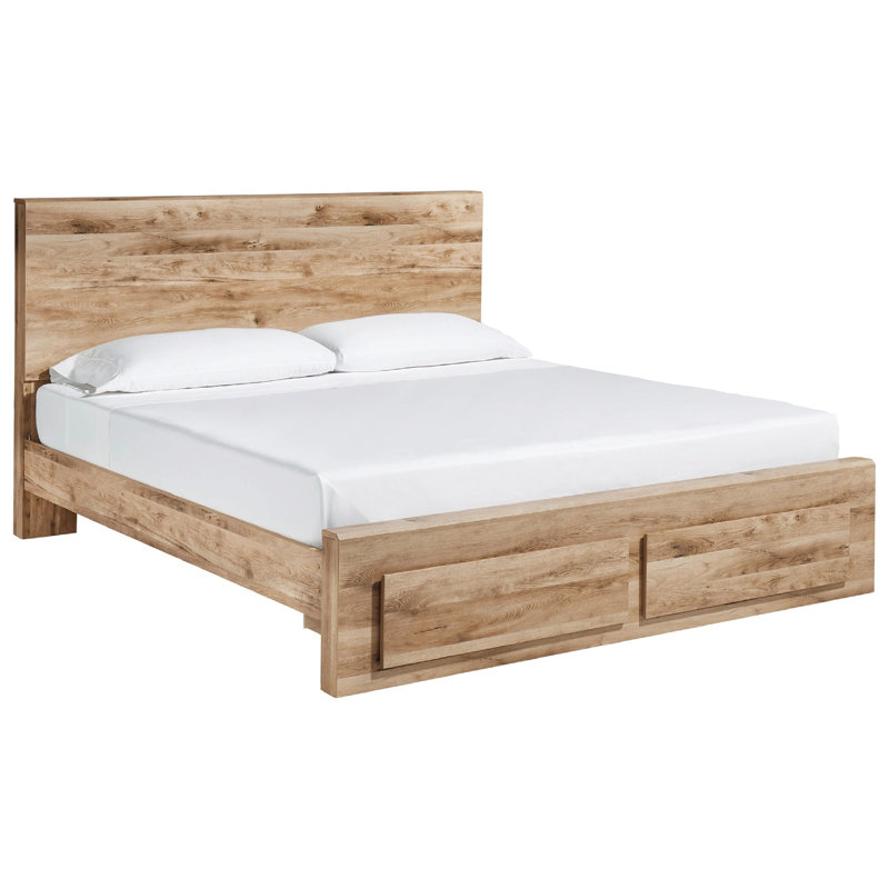 Grand lit avec panneau de rangement Oma, 2 tiroirs de pied de lit, bois brun rustique, Grand
