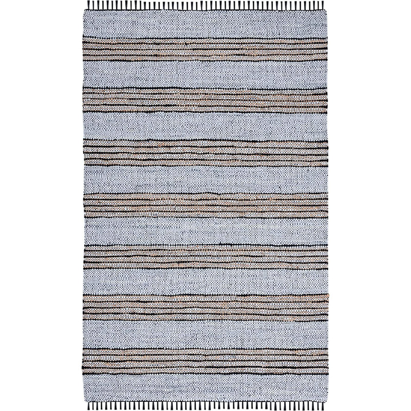 Tapis en cuir / jute / coton tissé à la main Vintage, Rectangulaire 8 pi x 10 pi