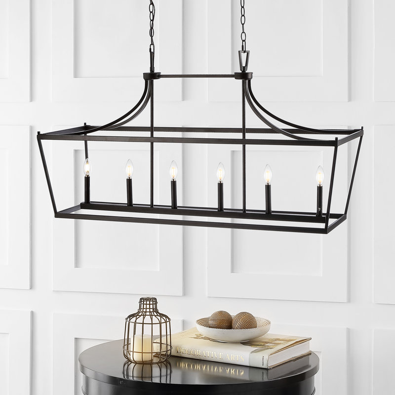 Luminaire suspendu linéaire à 6 lumières pour îlot de cuisine Nardone, Bronze huilé