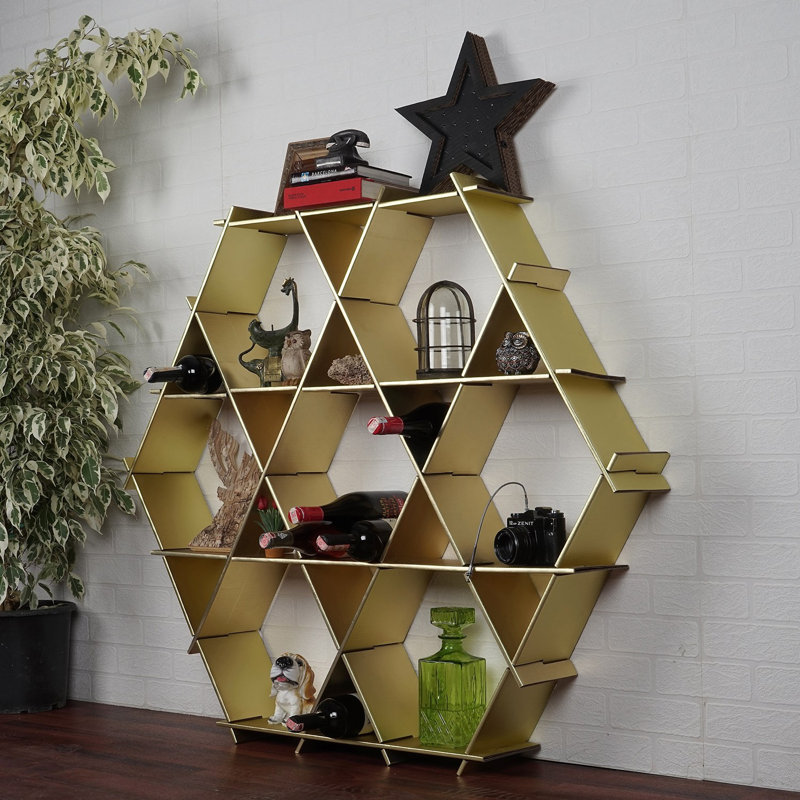 Aaliyha 4 Piece Hexagon Accent Shelf, Gold, 20.47" H x 18.9" W x 2.76" D