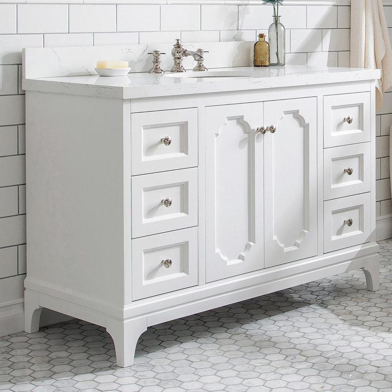 Ahart 48'' Single Bathroom Vanity with Engineered Marble Top, White
