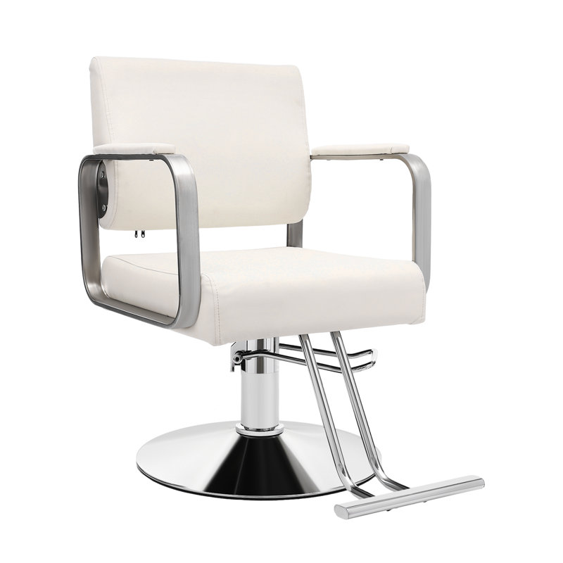 Fauteuils Stylist For Salon - Fauteuil de coiffeur rotatif à 360 ° pour salons de coiffure, Blanc et argenté, Argent