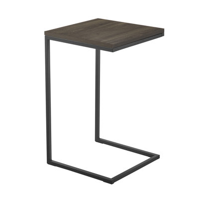 C-Shaped Sofa Side Table – Black Metal Base, Small Movable Coffee Table For Living Room
