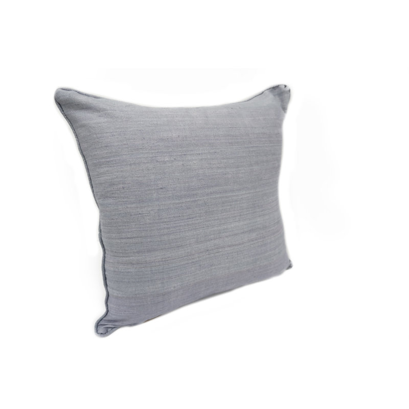 Coussin en soie brute 18 po, Gris clair