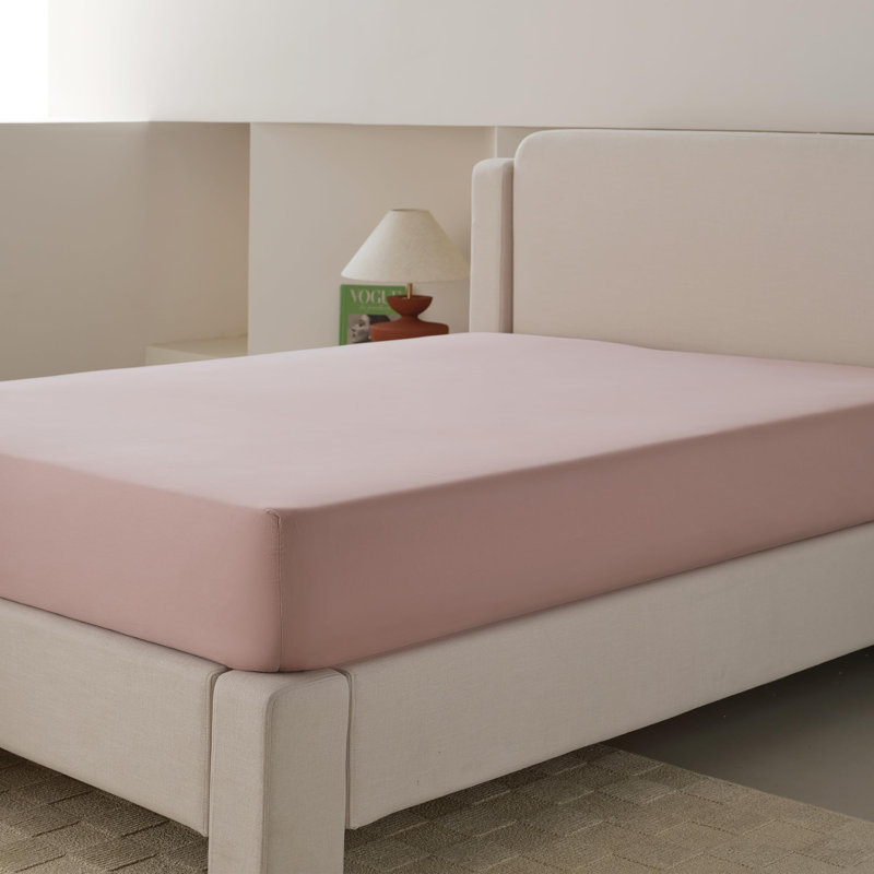 Double Stitch By Bedsure Cotton Tencel Fitted Sheet, Dusty Mauve, King Fitted Sheet