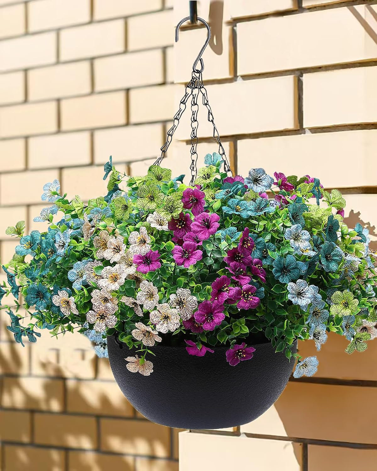Primrue Artificial Hanging Fake Flowers Basket For Outdoors Hanging ...