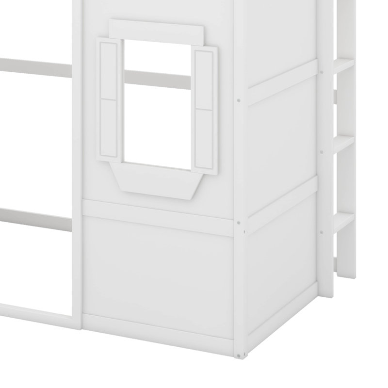 Lit mezzanine simple avec échelle, Blanc
