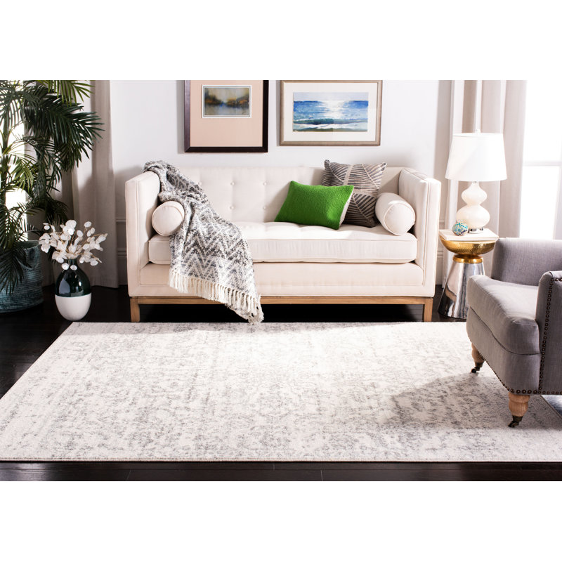 Peter Silver/Ivory Area Rug, Rectangle 201 x 279 cm