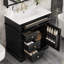 Meuble-lavabo de 30 po avec lavabo, un tiroir basculant, trois tiroirs, tablette de porte, porte à fermeture douce, noir