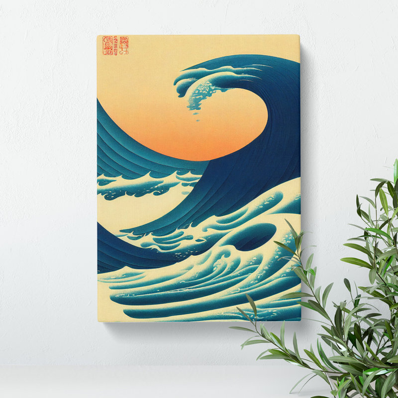 XV1022-4727X Traditional Japanese Wave No.6 - Print, Wrapped Canvas, 50cm H x 35cm W, No Matte
