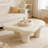 39.37" L Cloud-Shaped Coffee Table, 27.56" W Cream Irregular Center Table with 4 Thick Legs for Living Room