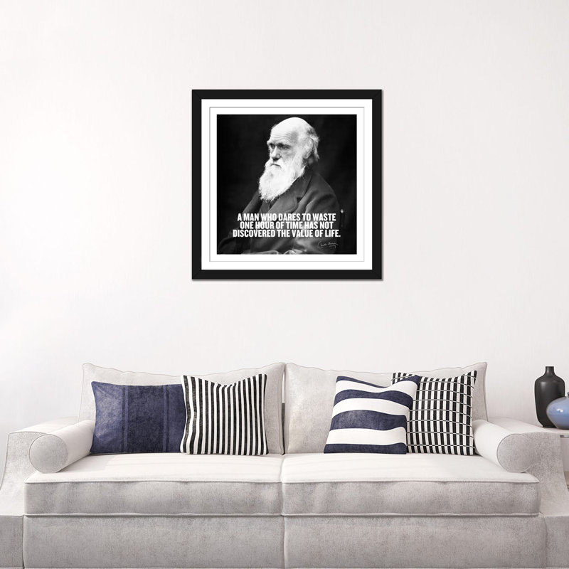 Citation de Charles Darwin, impression sur toile, Papier d'art encadré noir, Blanc, H 24 po x l 24 po x P 1 po