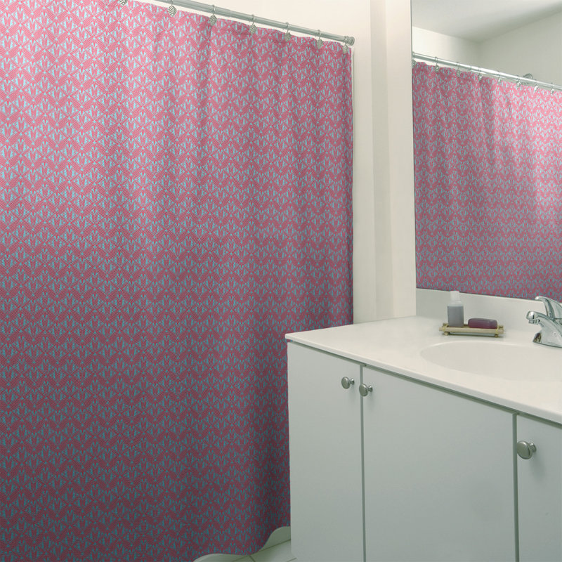 Rideau simple art déco, Rose / rayures bleues 2