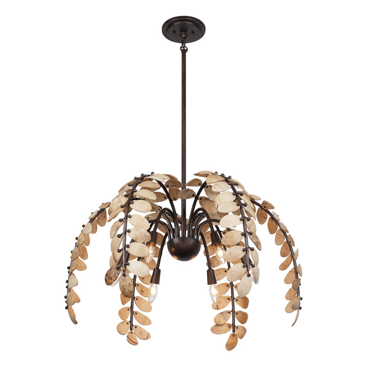 Grecian 6-Light Chandelier in Champagne Mist with Coconut Shell by Breegan Jane