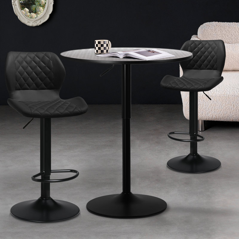 Latika 2 - Person Pedestal Dining Set, Black, White