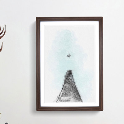 Airplane Above The World In Abstract - Single Picture Frame Painting
