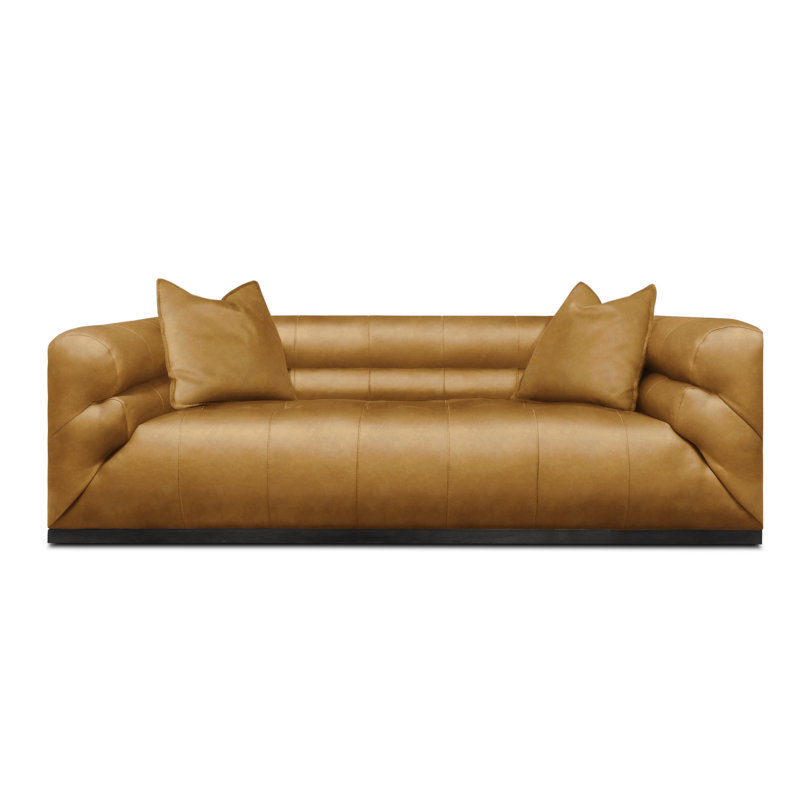 Monet Leather Sofa, Tan Coachella Genuine Leather, Ash Honey