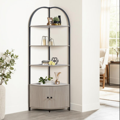 73.8'' H x 20.3'' W 4- Tier Corner Storage Shelf with Cabinet